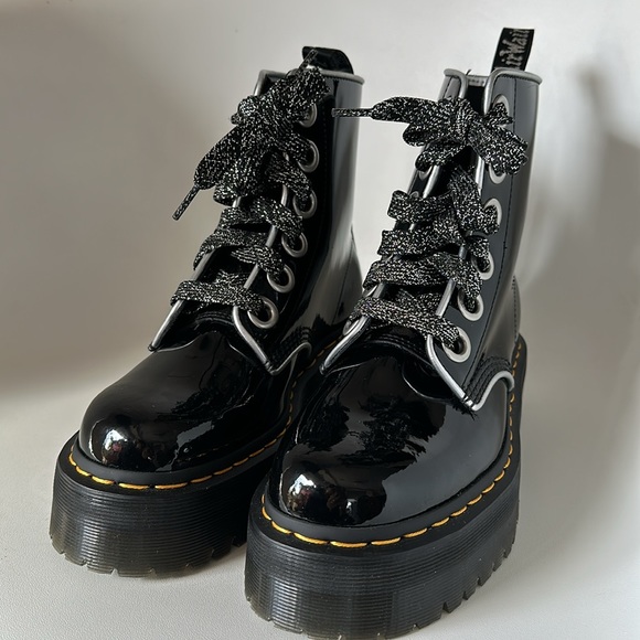 DR. MARTENS Black Patent Molly Boots - Picture 5 of 10